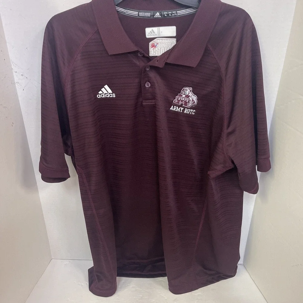 Adidas Shirt Men's XL Maroon Mississippi State Short Sleeve Polo - Picture 1 of 5